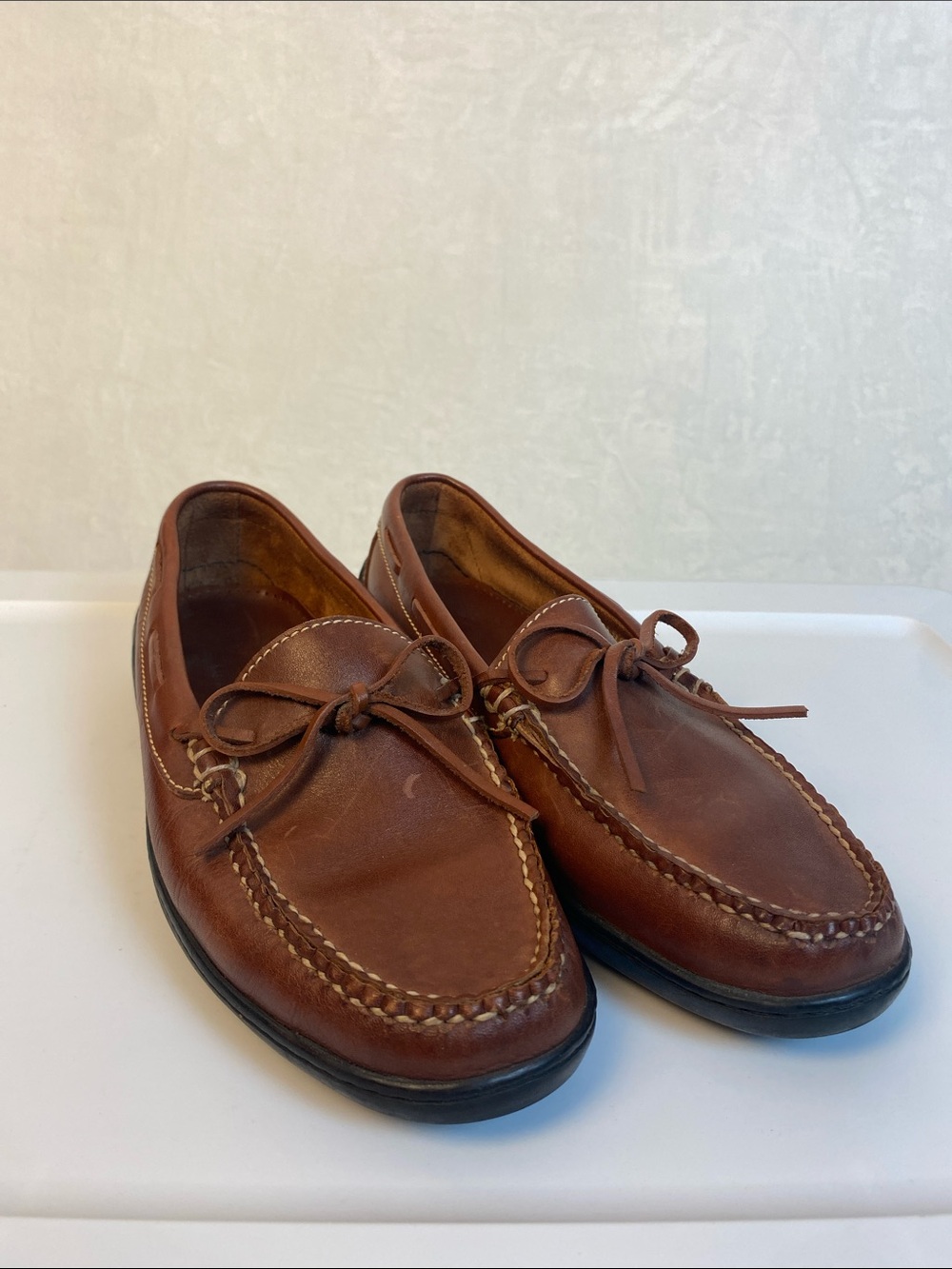Cole Haan Brown Leather Lace-Up Boat Shoes Preppy
